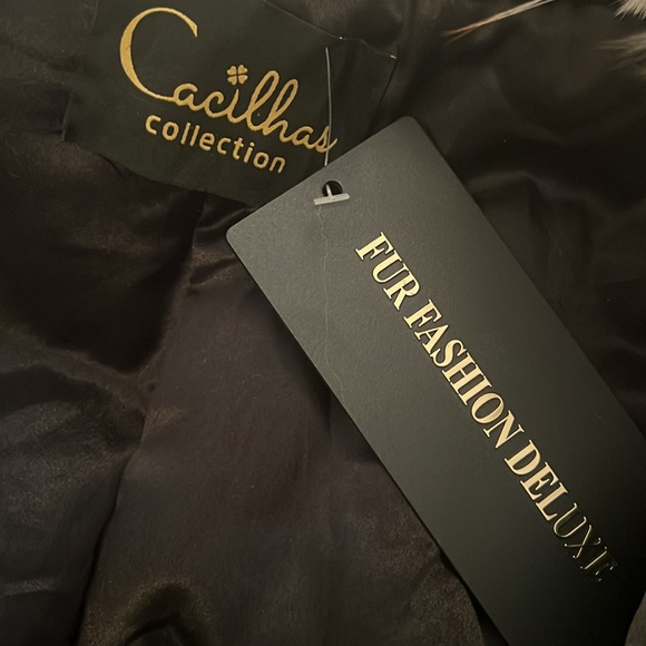 Chic Black /White Mink and Light Champagne Racoon Long Fur Coat - Picture 9 of 11